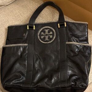 Used Tory Burch Black Leather Laptop Bag